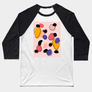 Pink Purple Yellow Black Abstract Blobs Baseball T-Shirt